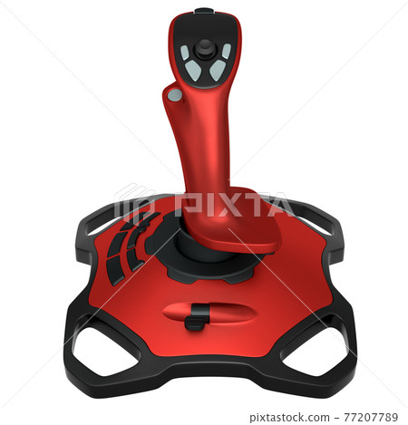 Realistic joystick for flight simulator isolated on white background Realistic joystick for flight simulator isolated on white background 77207789