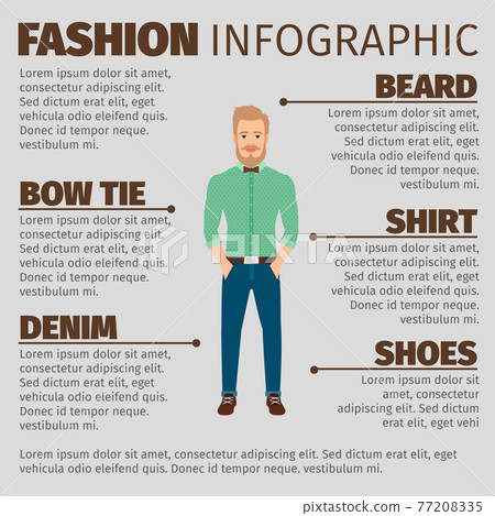Fashion infographic with young hipster man Fashion infographic with young hipster man 77208335