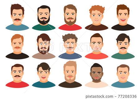 Cartoon handsome young guy portraits Cartoon handsome young guy portraits 77208336