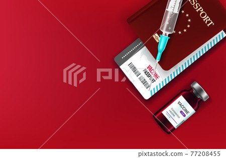 Vaccination passport concept. 3d style vector Vaccination passport concept. 3d style vector 77208455