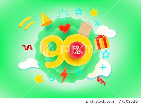 Ninety percent shopping discount illustration Ninety percent shopping discount illustration 77208520