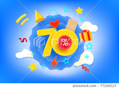 Seventy percent shopping discount illustration 77208523