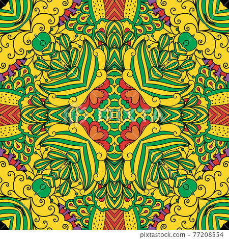 Colorful decorative floral pattern 77208554