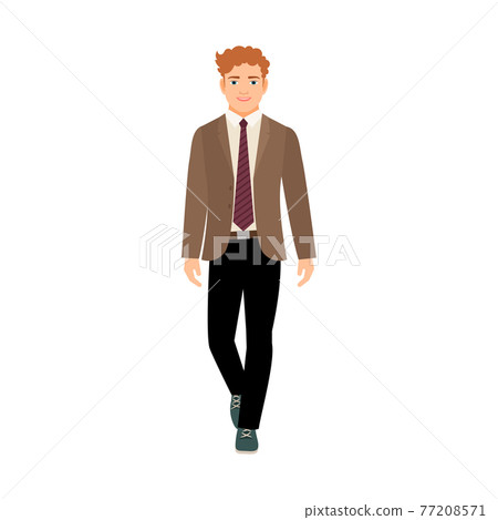Happy schoolboy in brown jacket Happy schoolboy in brown jacket 77208571