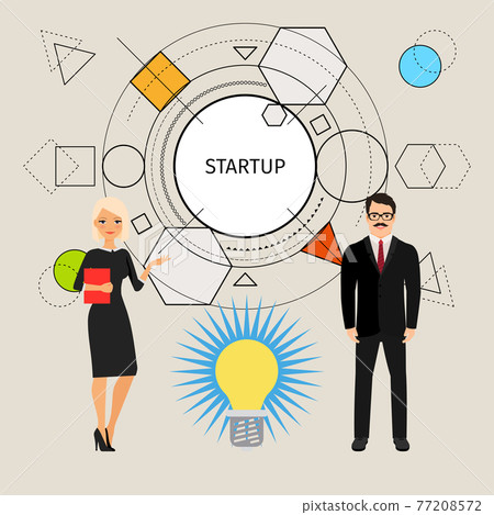 Startup concept illustration with business people Startup concept illustration with business people 77208572