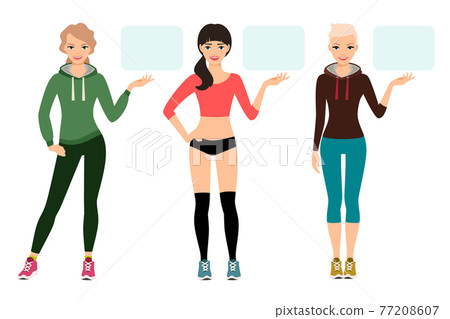 Young woman in sportswear presentation 77208607