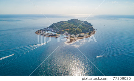 Drone aerial view of Teba Island 77209020