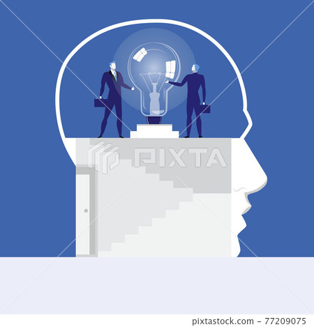 Vector illustration of businessmen holding on to idea bulb 77209075