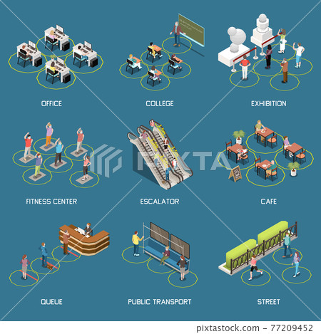 Social Distancing Icons Collection 77209452