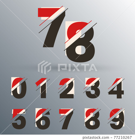 Set of number 0 1 2 3 4 5 6 7 8 9 glitch design. Vector illustration 77210267
