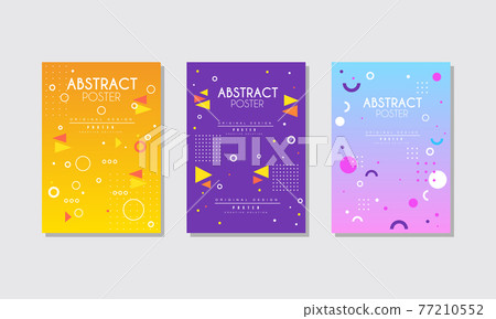 Abstract Poster Design Set, Bright Creative Cover, Brochure, Banner, Card with Geometric Shapes Vector Illustration Abstract Poster Design Set, Bright Creative Cover, Brochure, Banner, Card with Geometric Shapes Vector Illustration 77210552