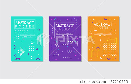 Abstract Poster Set, Bright Creative Cover, Brochure, Banner, Card, Background with Geometric Shapes Vector Illustration Abstract Poster Set, Bright Creative Cover, Brochure, Banner, Card, Background with Geometric Shapes Vector Illustration 77210553