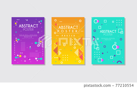 Abstract Poster Design Set, Creative Cover, Brochure, Banner with Geometric Shapes Vector Illustration 77210554