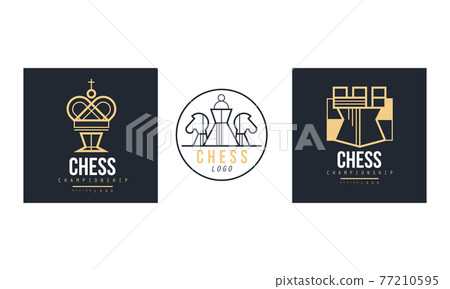 Chess Championship Logo Design Set, Retro Classic Badges, Emblem of Chess Club, Tournament Vector Illustration Chess Championship Logo Design Set, Retro Classic Badges, Emblem of Chess Club, Tournament Vector Illustration 77210595
