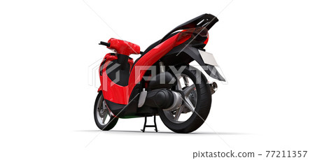 Modern urban red moped on a white background. 3d illustration. 77211357