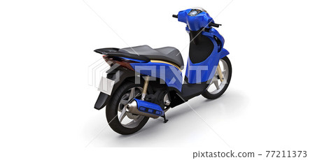 Modern urban blue moped on a white background. 3d illustration. Modern urban blue moped on a white background. 3d illustration. 77211373