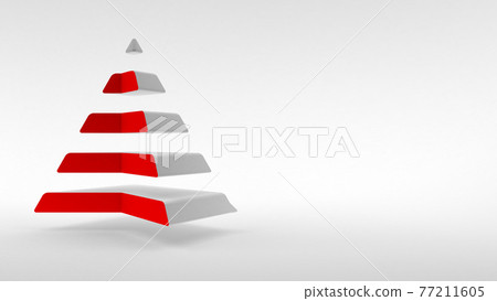 The logo on a white background, a white pyramid with a neck of red color composed of equal horizontal parts. 3d rendering. 77211605