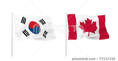 加拿大和韓國國旗 加拿大和韓國國旗 77212310