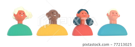 3D Bright people portraits set, render illustration 77213025