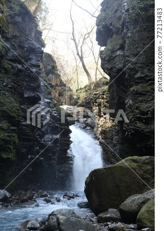 Tochigi Sukkanzawa Yuhi Waterfall illuminated by the rising sun Tochigi Sukkanzawa Yuhi Waterfall illuminated by the rising sun 77213483