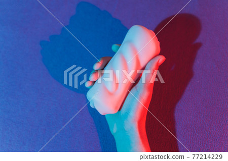 Close-up of male sex toy, realistic vagina masturbator. 77214229