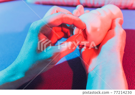 Close-up of male sex toy, realistic vagina masturbator. 77214230