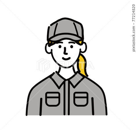 Work clothes, female, young smile, pop, hand-painted 77214820