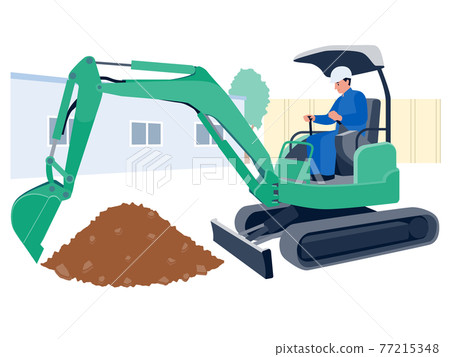 在建築工地操作鏟車的男性工人的矢量圖 77215348