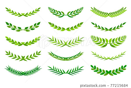 Green semicircular form wreath foliate border set Green semicircular form wreath foliate border set 77215684
