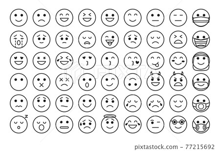Black outline emoji face icon smile sad vector set Black outline emoji face icon smile sad vector set 77215692