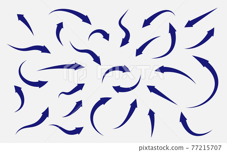 Calligraphic blue arrow curved cursor set vector Calligraphic blue arrow curved cursor set vector 77215707