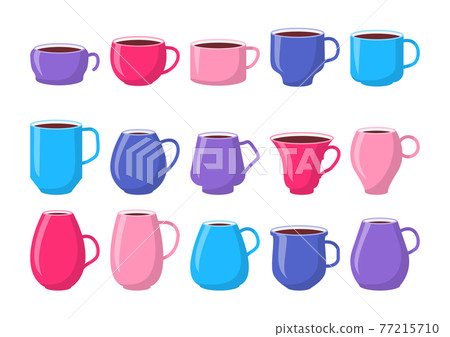 Flat color coffee tea cup mockup icon set vector Flat color coffee tea cup mockup icon set vector 77215710