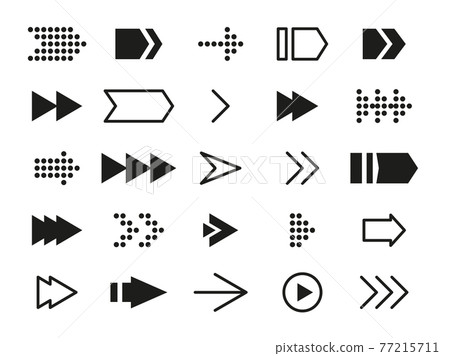 Black arrow outline dotted pointer icon set vector Black arrow outline dotted pointer icon set vector 77215711