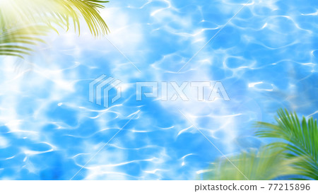 閃閃發光的水和棕櫚葉-有多種變化 77215896