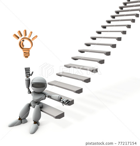 引導職業生涯開始的人工智能機器人。白色背景。 3D 渲染。 77217154
