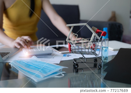 Young freelance Start up owner confirm order from customer at home office, Small Business Entrepreneur SME, Shipping shopping online. Young freelance Start up owner confirm order from customer at home office, Small Business Entrepreneur SME, Shipping shopping online. 77217689