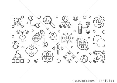 Delegating vector horizontal banner in thin line style 77219154