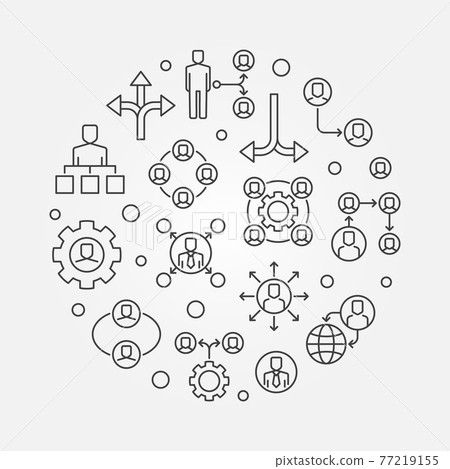 Delegating round vector illustration in thin line style 77219155