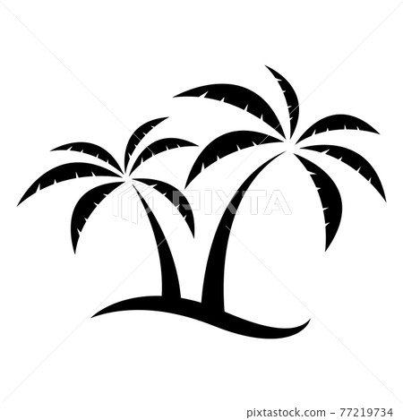 Palm tree black silhouettes isolated on white background vector. 77219734