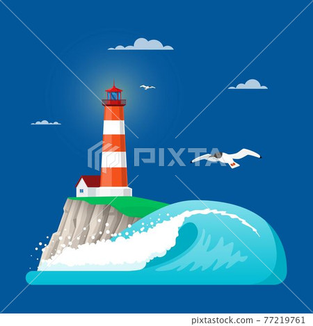 Vector illustration of lighthouse in flat style Vector illustration of lighthouse in flat style 77219761