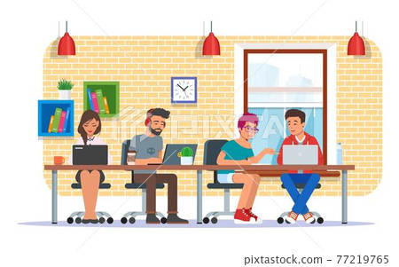 Coworking center vector illustration, flat style design Coworking center vector illustration, flat style design 77219765