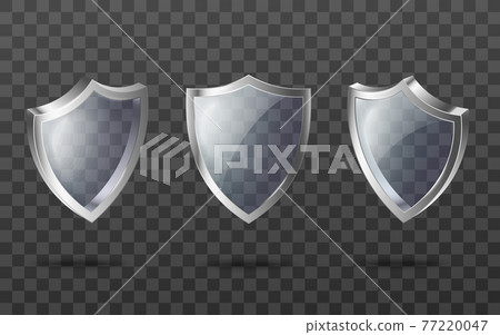 Set of glass transparent security guard shields with silver frame. Set of glass transparent security guard shields with silver frame. 77220047