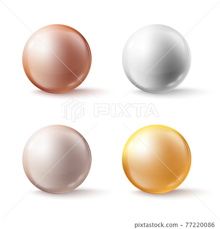 Glass color spheres, shiny circle beads or pearls with soft shadows on white. Glass color spheres, shiny circle beads or pearls with soft shadows on white. 77220086