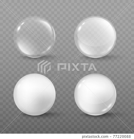 Glass beads in various grades of transparency, realistic vector isolated. 77220088