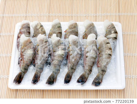 Frozen black tiger prawn, headless shrimp with shell [food tray] 77220139