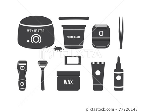 Vector set black silhouettes of accessories for shaving and hair removal. Vector set black silhouettes of accessories for shaving and hair removal. 77220145