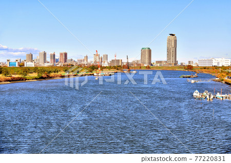 從鹿濱大橋（東京都足立區）看河口市中心 [2020.11] 77220831