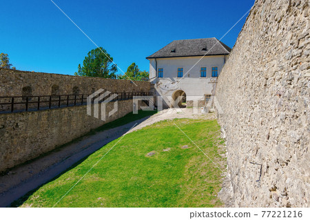stara lubovna, slovakia - 28 AUG, 2016: courtyard of the inner castle. medieval architecture. popular travel destination 77221216