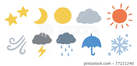 可愛的天氣圖標天氣預報裝飾插圖集-插圖素材 [77221240] - PIXTA圖庫