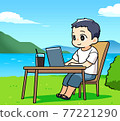 一個人做工作的插圖 77221290